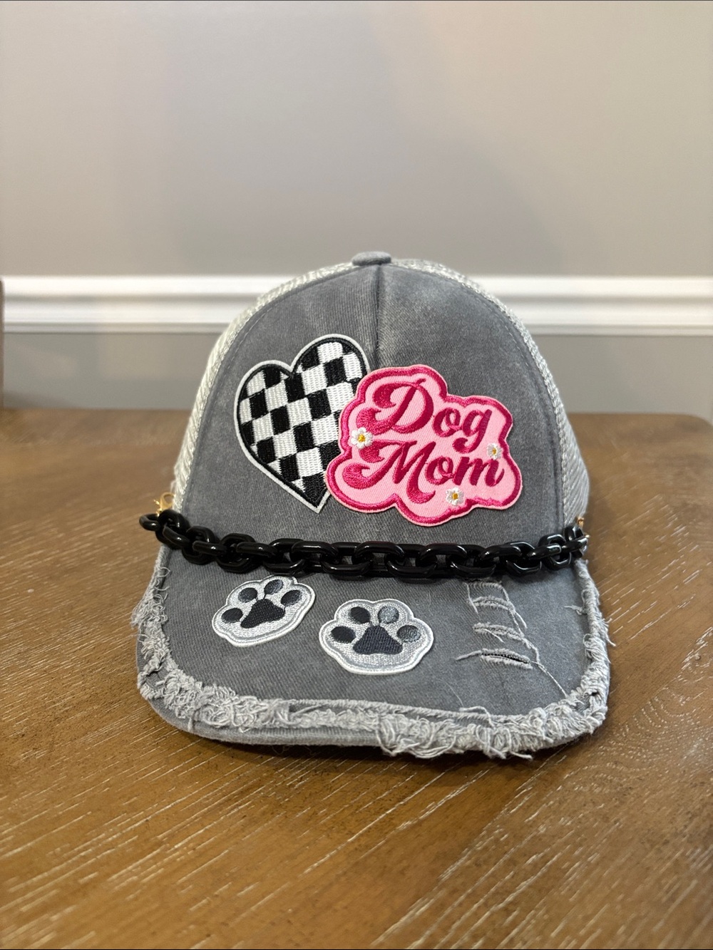 Dog Mom Distressed Baseball Cap